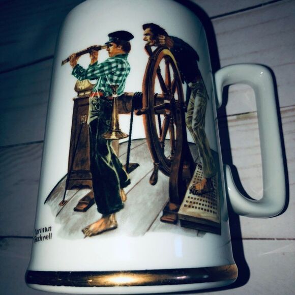 Norman Rockwell mugs 1985 For A Good Boy, River Pilot,Braving The Storm,… - Picture 7 of 14